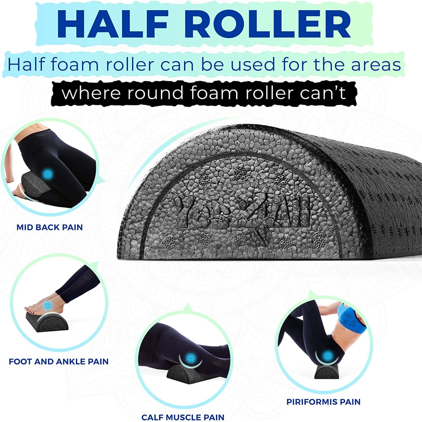 Yes4All High Density Half Round Foam Roller