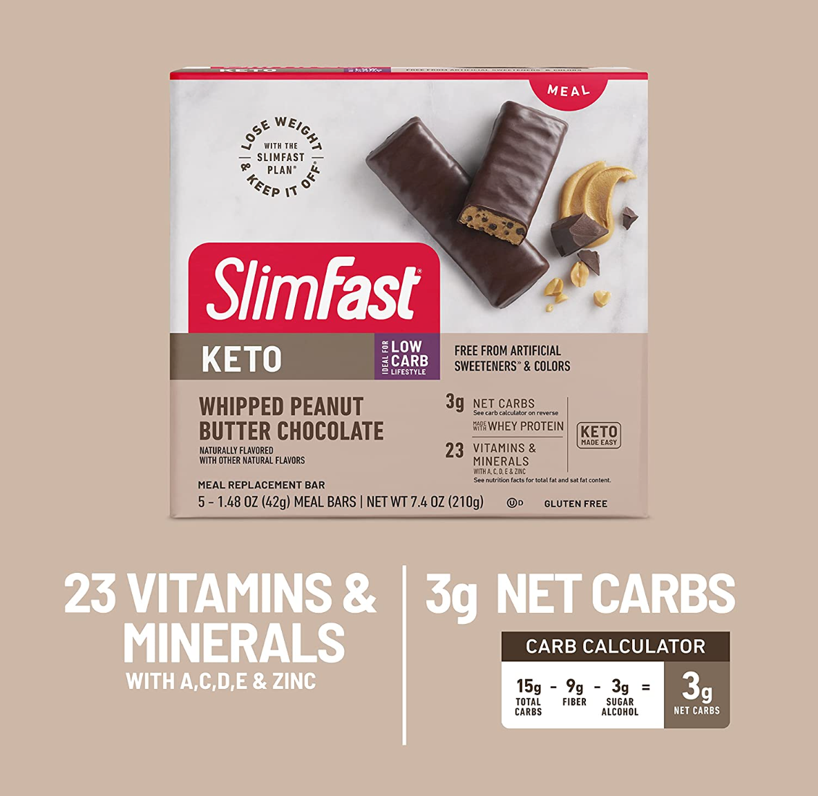 SlimFast Low Carb Meal Replacement Whey Protein Bar