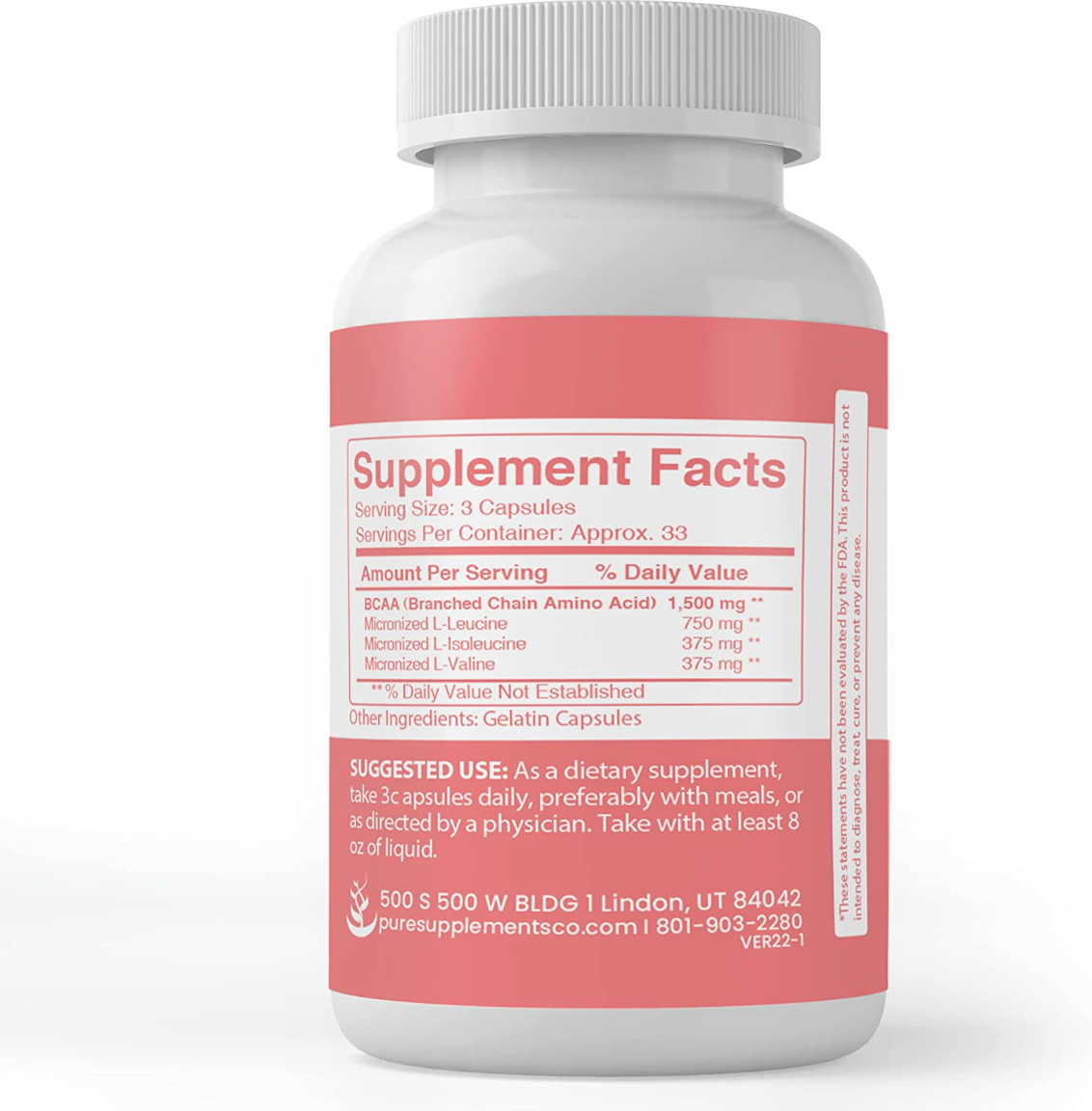 Pure Original Ingredients BCAA Capsules