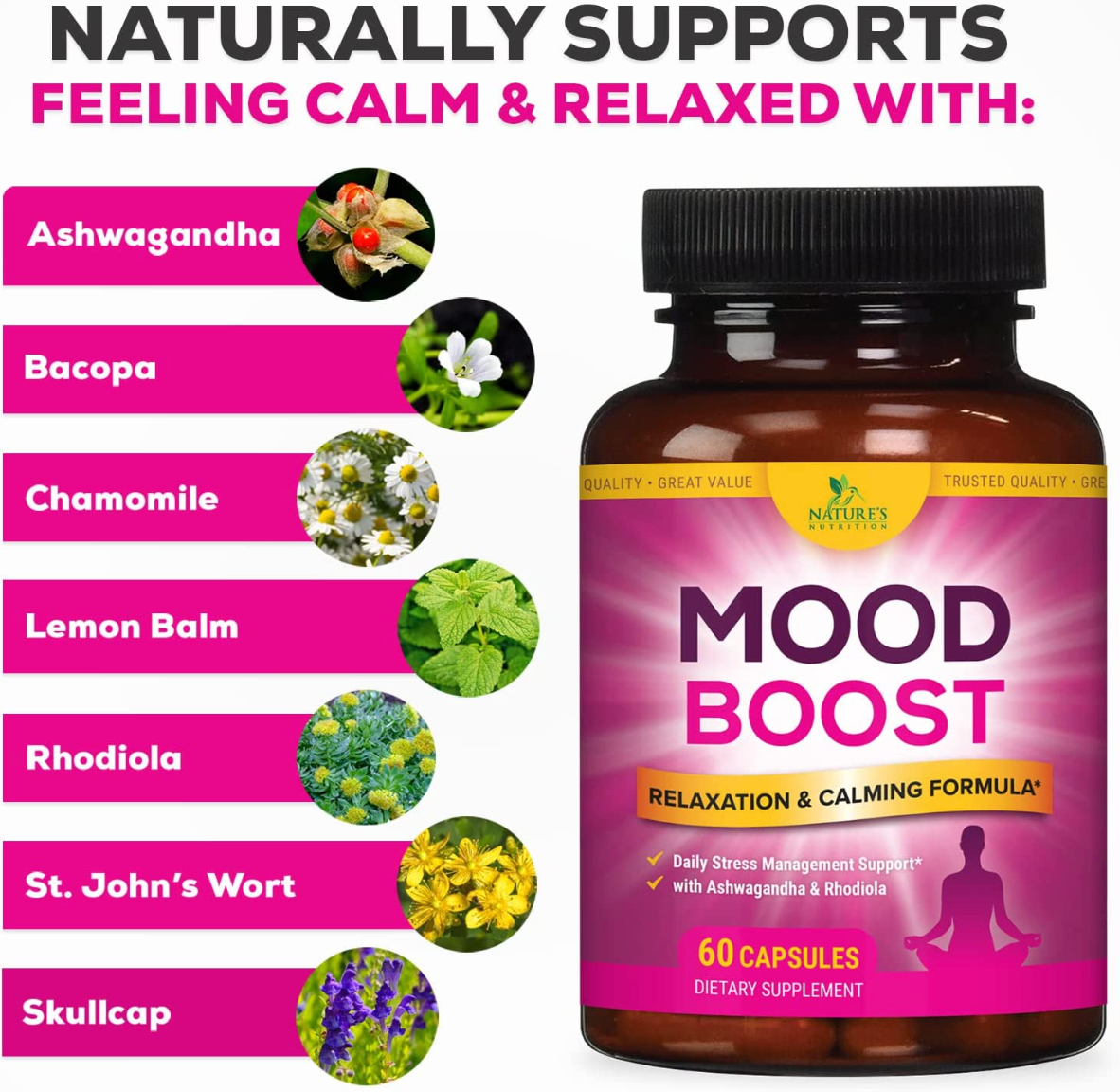 Stress Support & Mood Boost Herbal Supplement