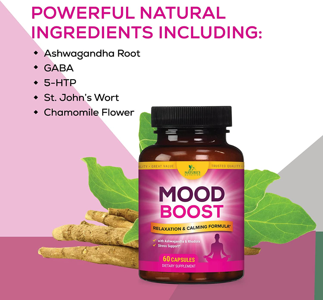 Stress Support & Mood Boost Herbal Supplement