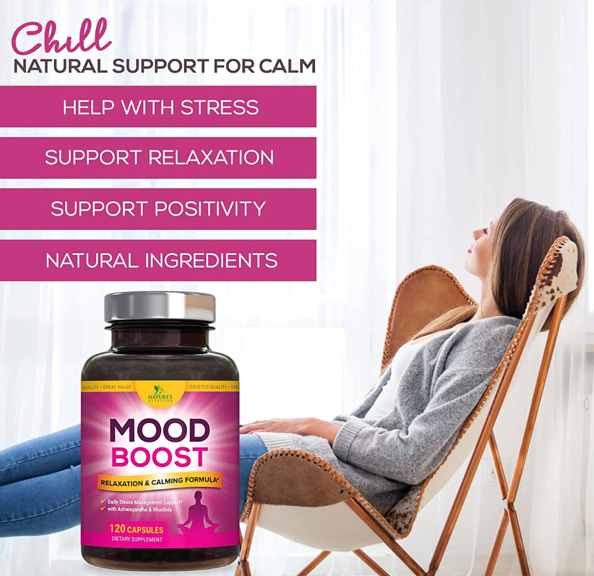 Stress Support & Mood Boost Herbal Supplement
