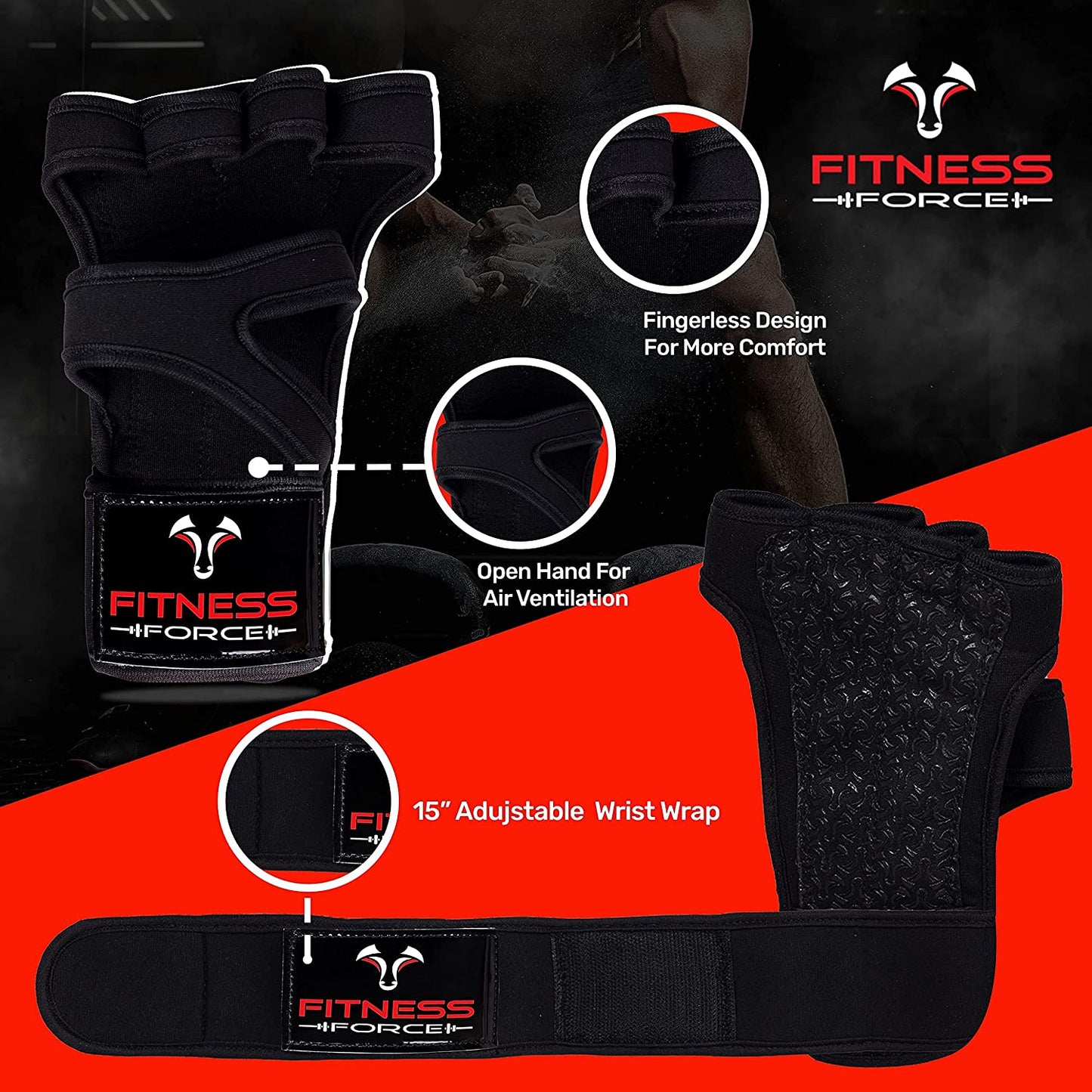 Fitness Force Ventilated Gym Gloves